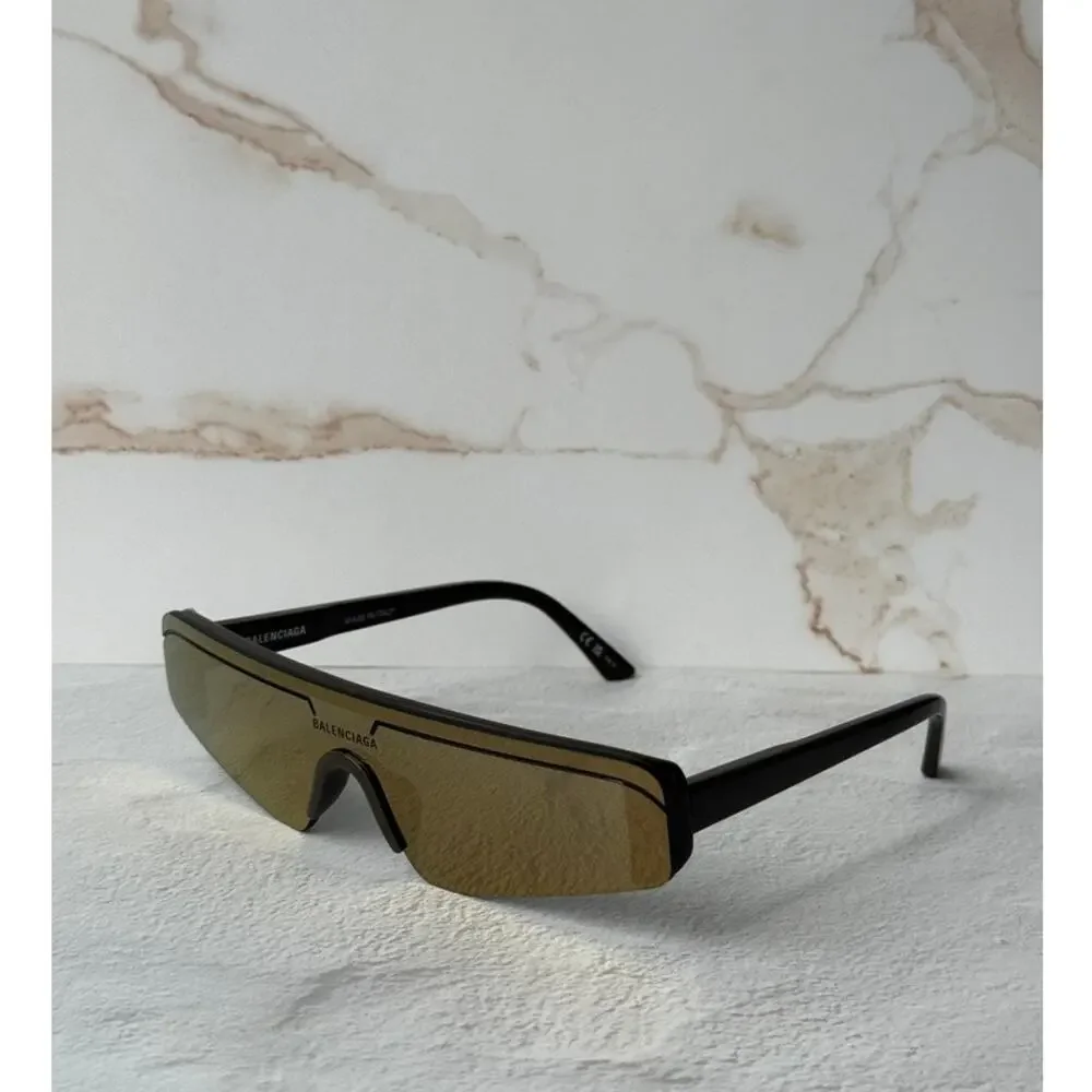 NEW Balenciaga BB0003S Shield Sunglasses in Bronze Mirror